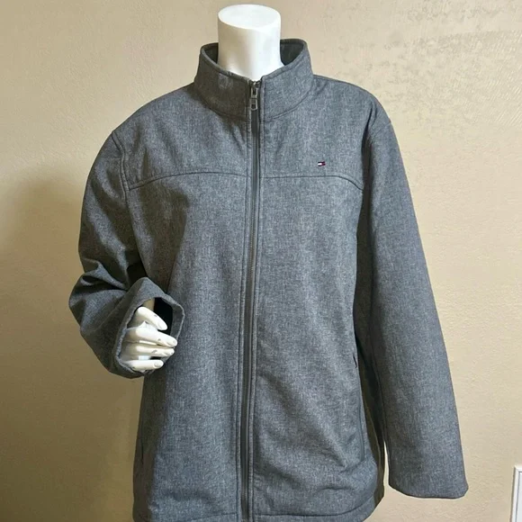 Tommy Hilfiger Men’s XL Gray Winter Jacket Water Resistant Full Zip Pockets - Picture 2 of 12